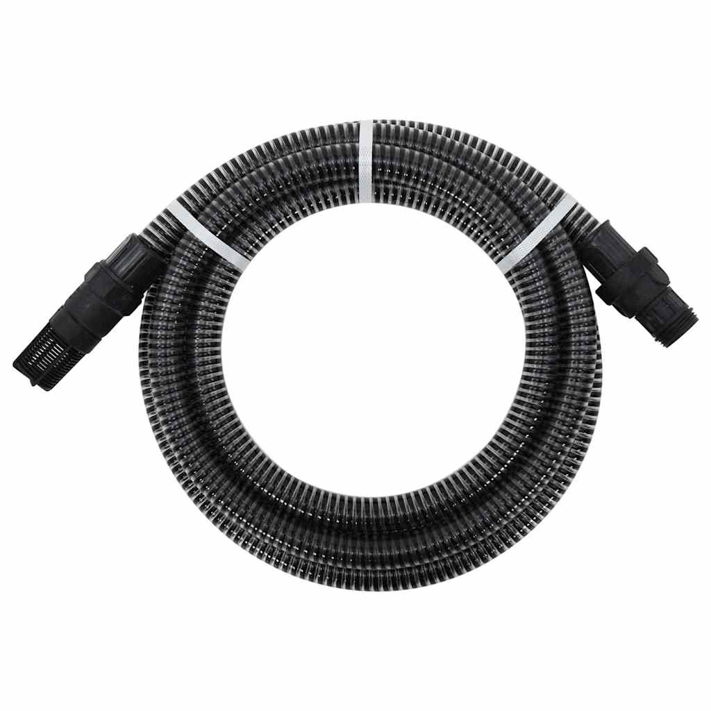 Saugschlauch mit PVC-Anschlüssen Schwarz 1" 7 m PVC