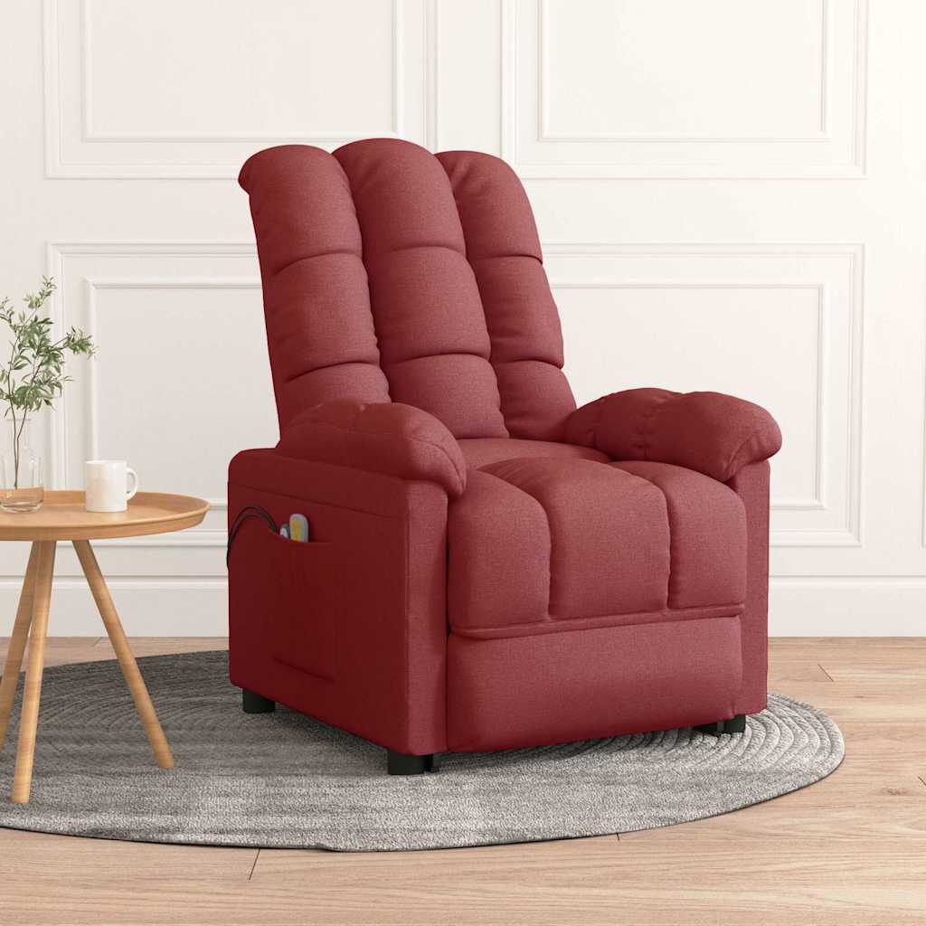 Massagesessel Elektrisch Weinrot Stoff