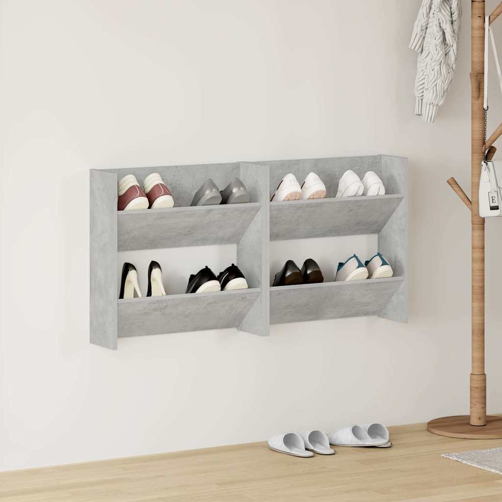 Wand-Schuhschränke 2 Stk. Betongrau 60x18x60 cm Holzwerkstoff