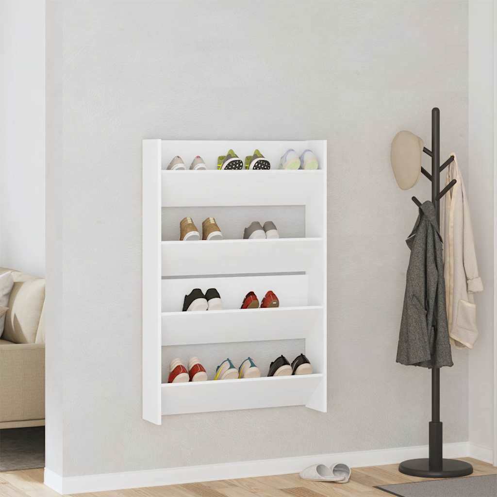 Wand-Schuhschränke 2 Stk. Weiß 80x18x60 cm Holzwerkstoff