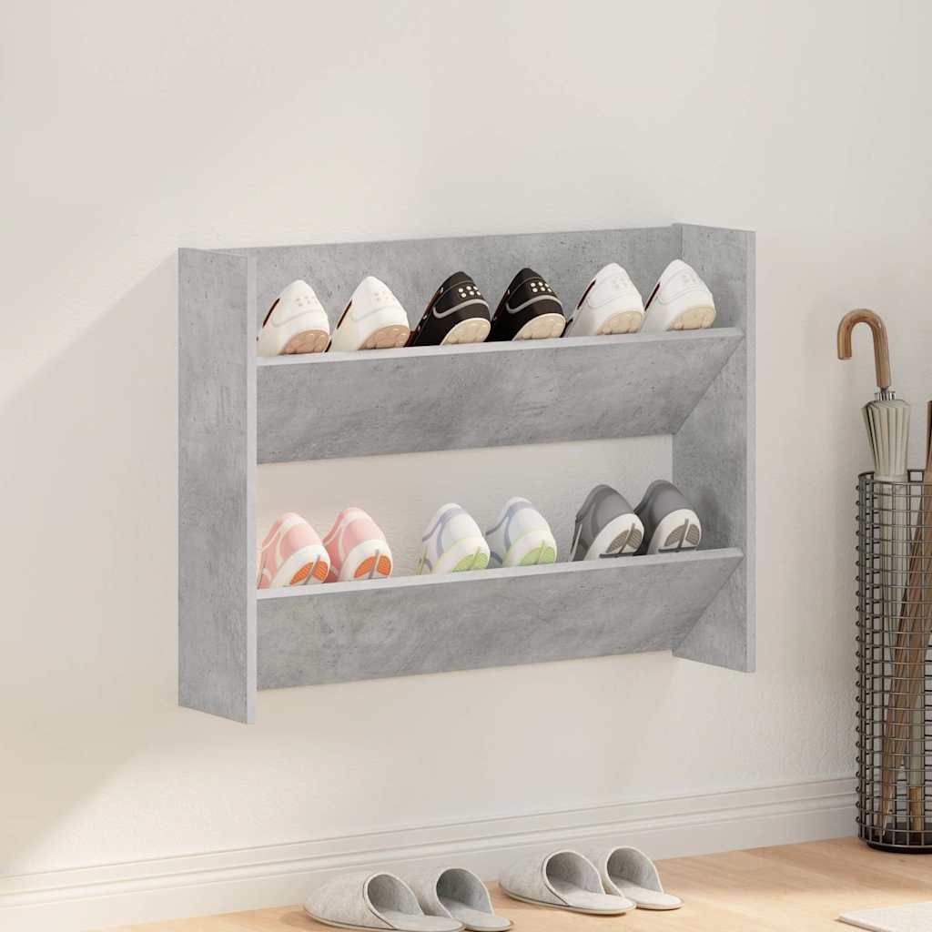 Wand-Schuhschrank Betongrau 80x18x60 cm Holzwerkstoff