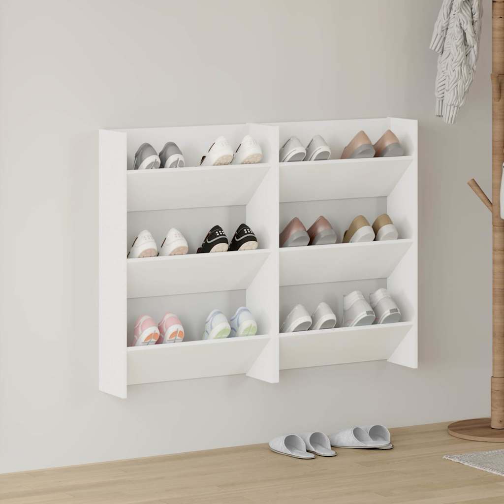 Wand-Schuhschränke 2 Stk. Weiß 60x18x90 cm Holzwerkstoff
