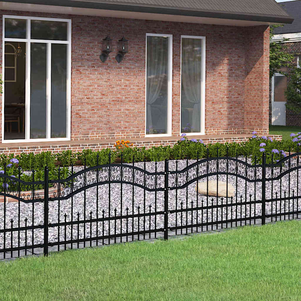 Gartenzaun KAMPEN mit Speerspitze Schwarz 240 x 75 cm Stahl