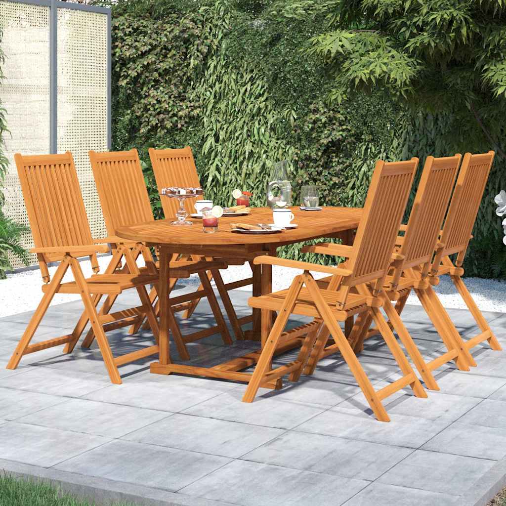 7-tlg. Garten-Essgruppe Massivholz Akazie 120-170 cm