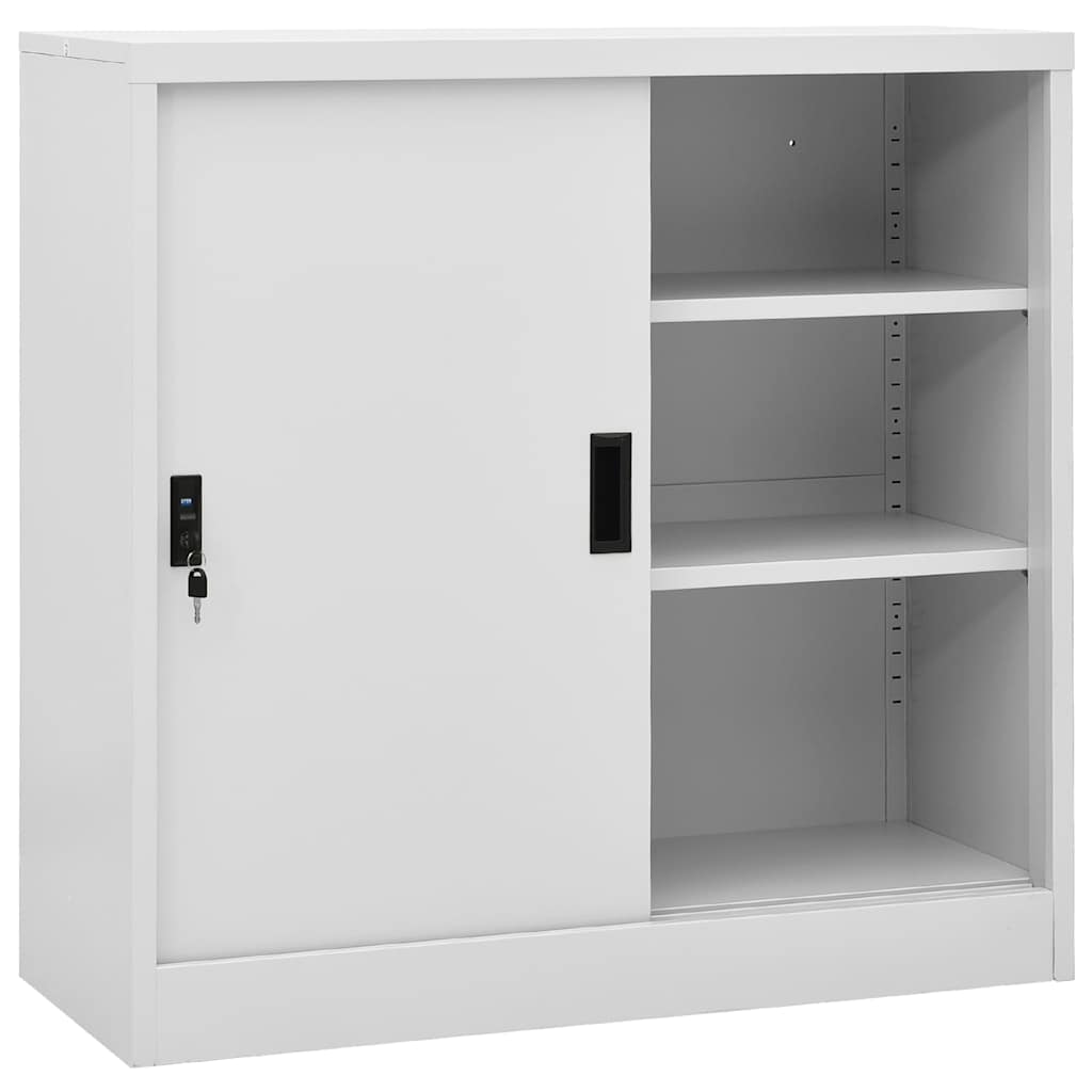 Büroschrank mit Schiebetür Hellgrau 90x40x90 cm Stahl
