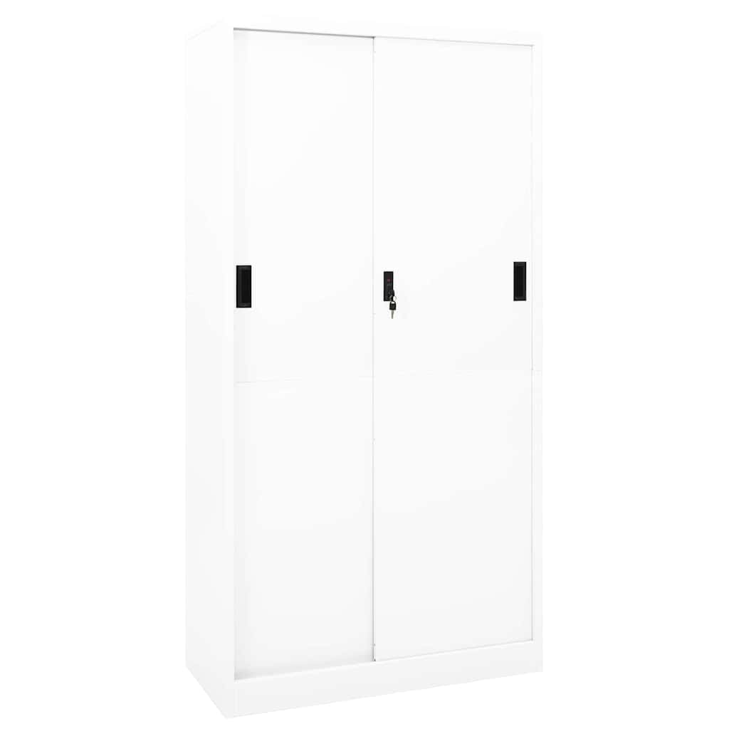Büroschrank mit Schiebetür Weiß 90x40x180 cm Stahl