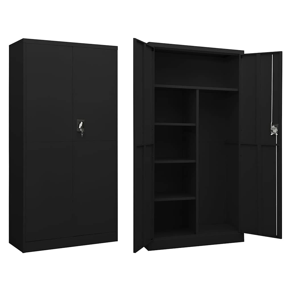 Schließfachschrank Schwarz 90x40x180 cm Stahl