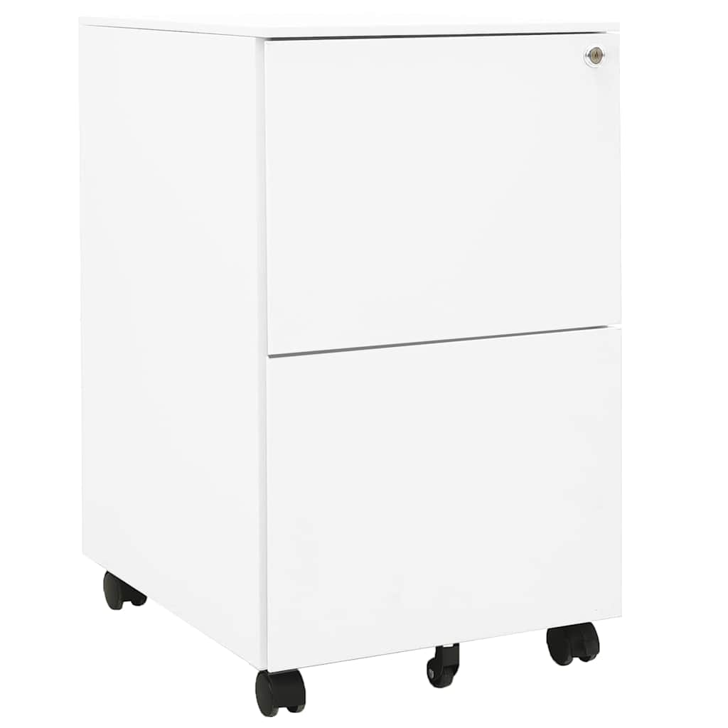 Aktenschrank mit Rollen Weiß 39x45x67 cm Stahl