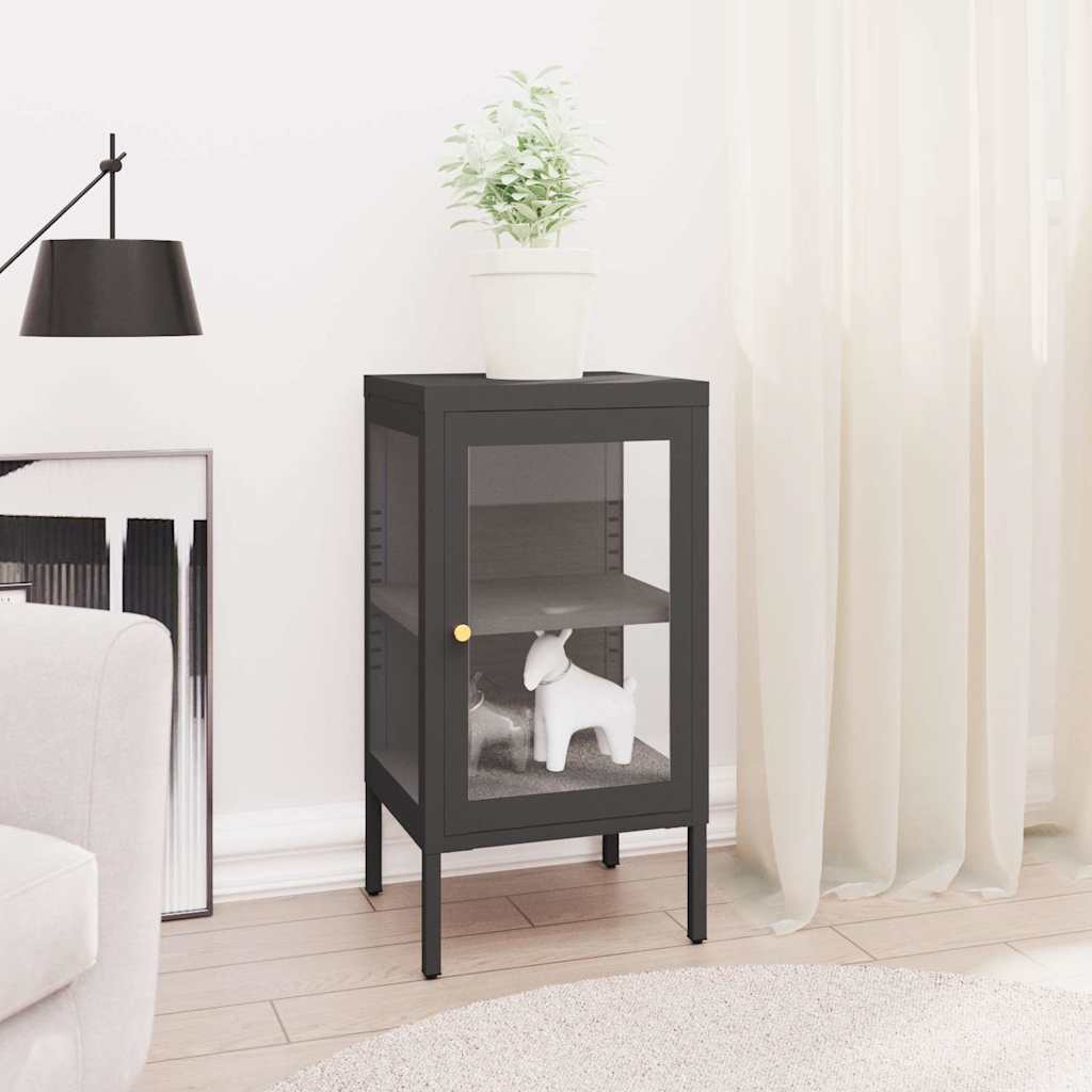 Sideboard Anthrazit 38x35x70 cm Stahl und Glas