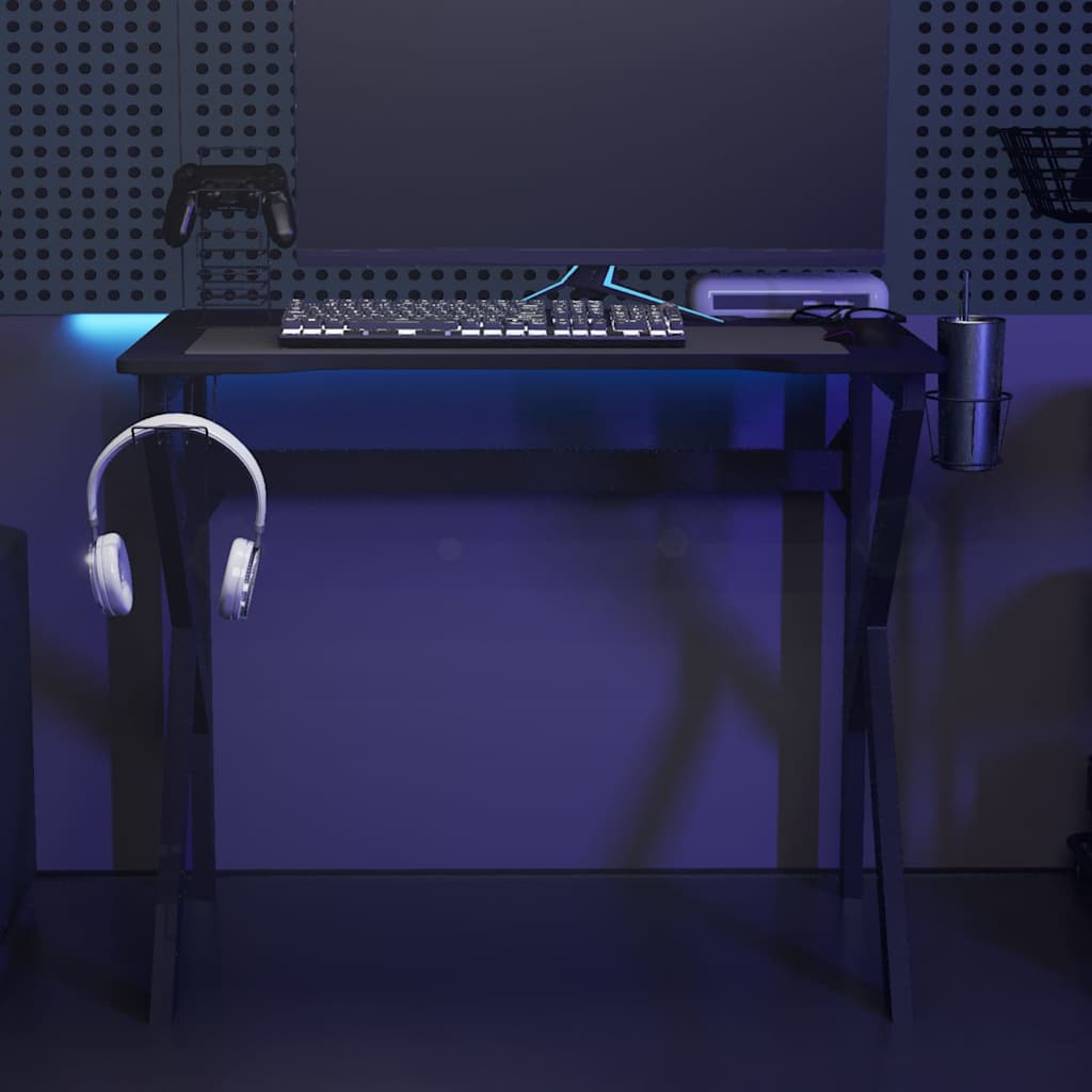 Gaming-Schreibtisch mit K-Gestell Schwarz 90x60x75 cm