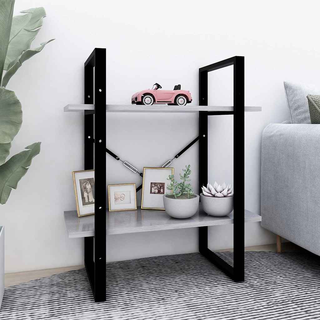 Bücherregal 2 Fächer Betongrau 60x30x70 cm Holzwerkstoff
