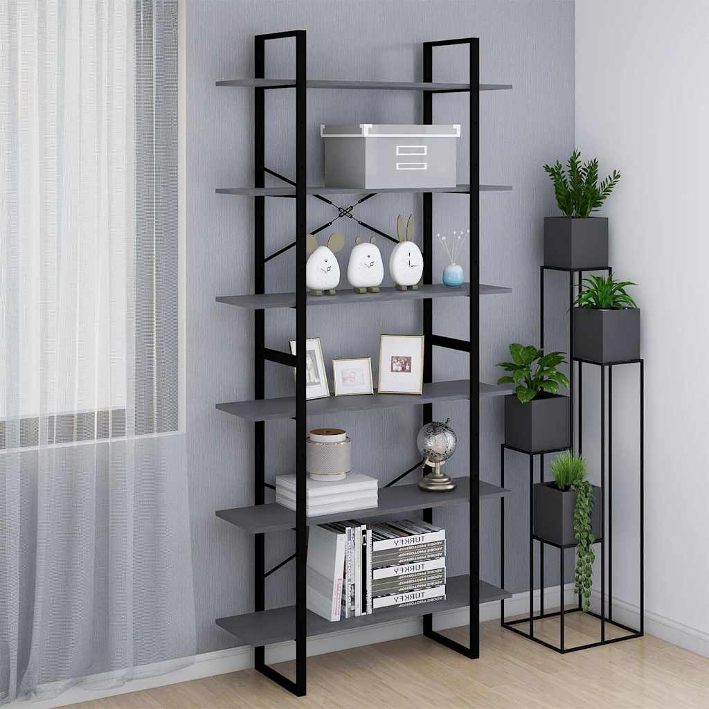 Standregal Hoch Grau 100x30x210 cm Massivholz Kiefer