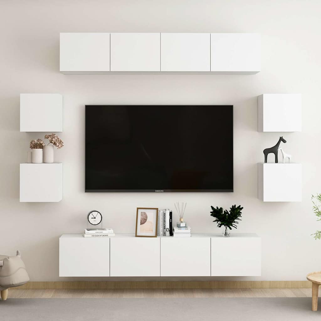 8-tlg. TV-Schrank-Set Weiß Holzwerkstoff