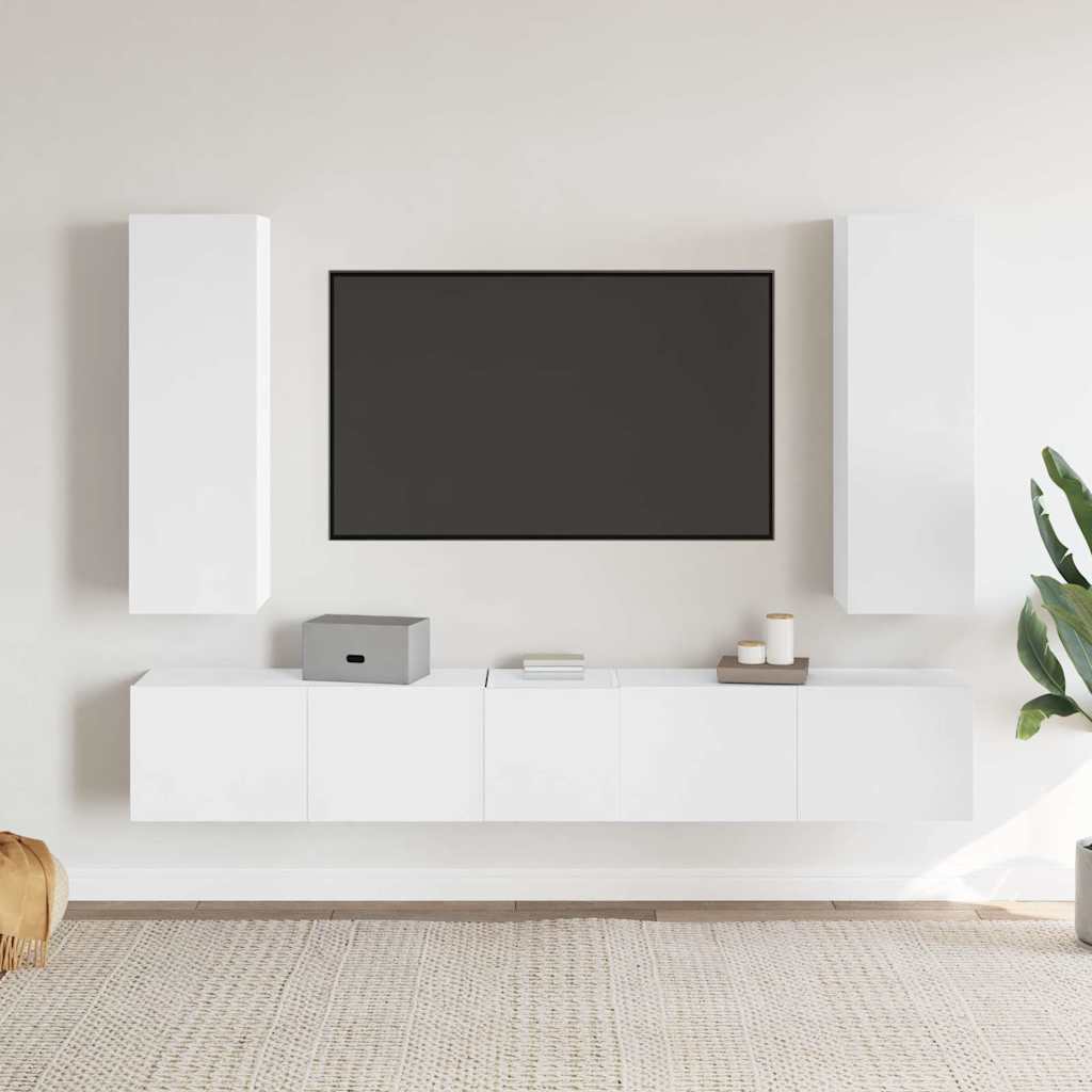 5-tlg. TV-Schrank-Set Weiß Holzwerkstoff