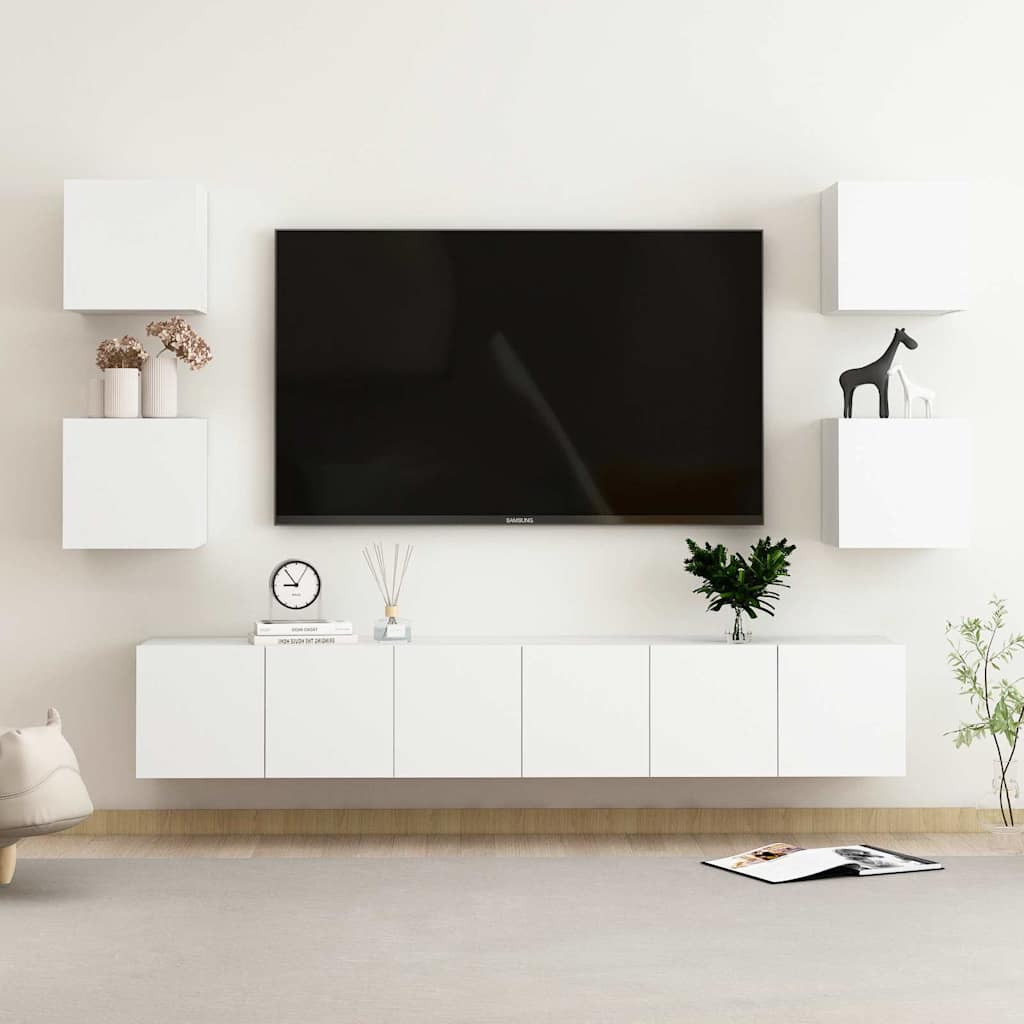 7-tlg. TV-Schrank-Set Weiß Holzwerkstoff