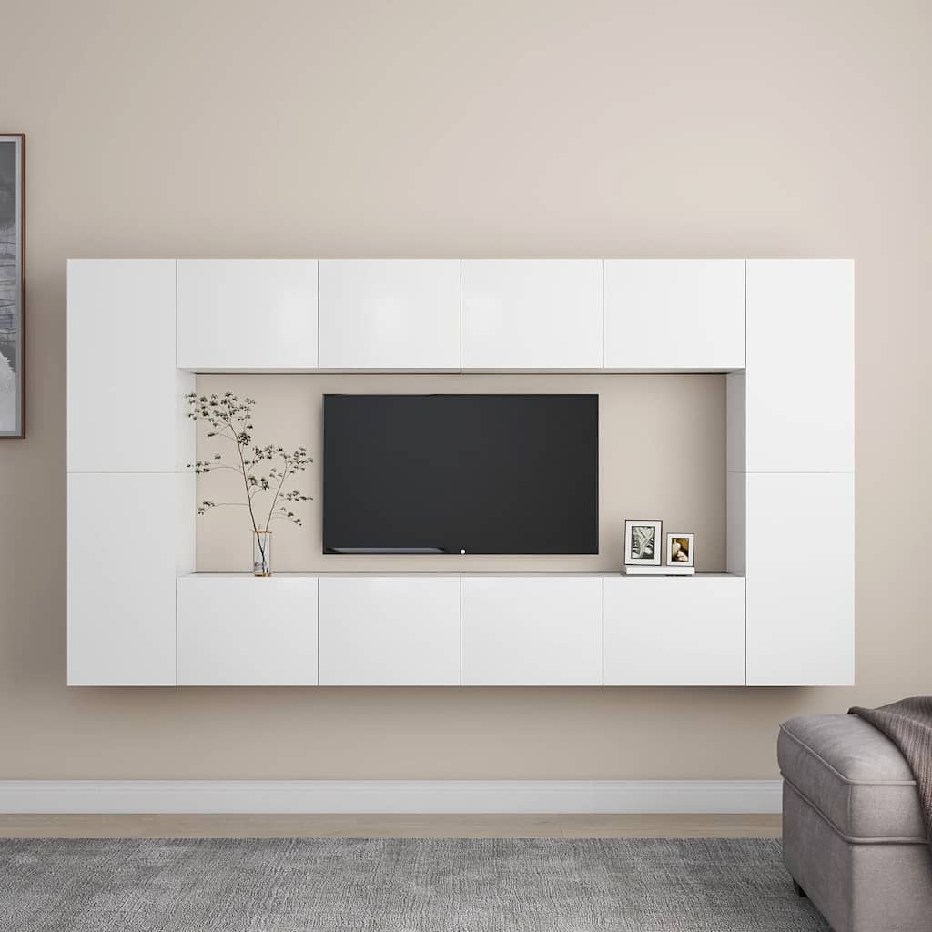 8-tlg. TV-Schrank-Set Weiß Holzwerkstoff