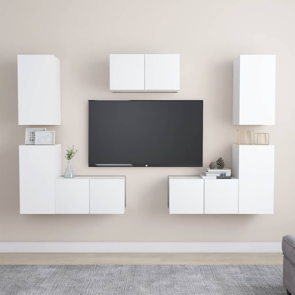 7-tlg. TV-Schrank-Set Weiß Holzwerkstoff