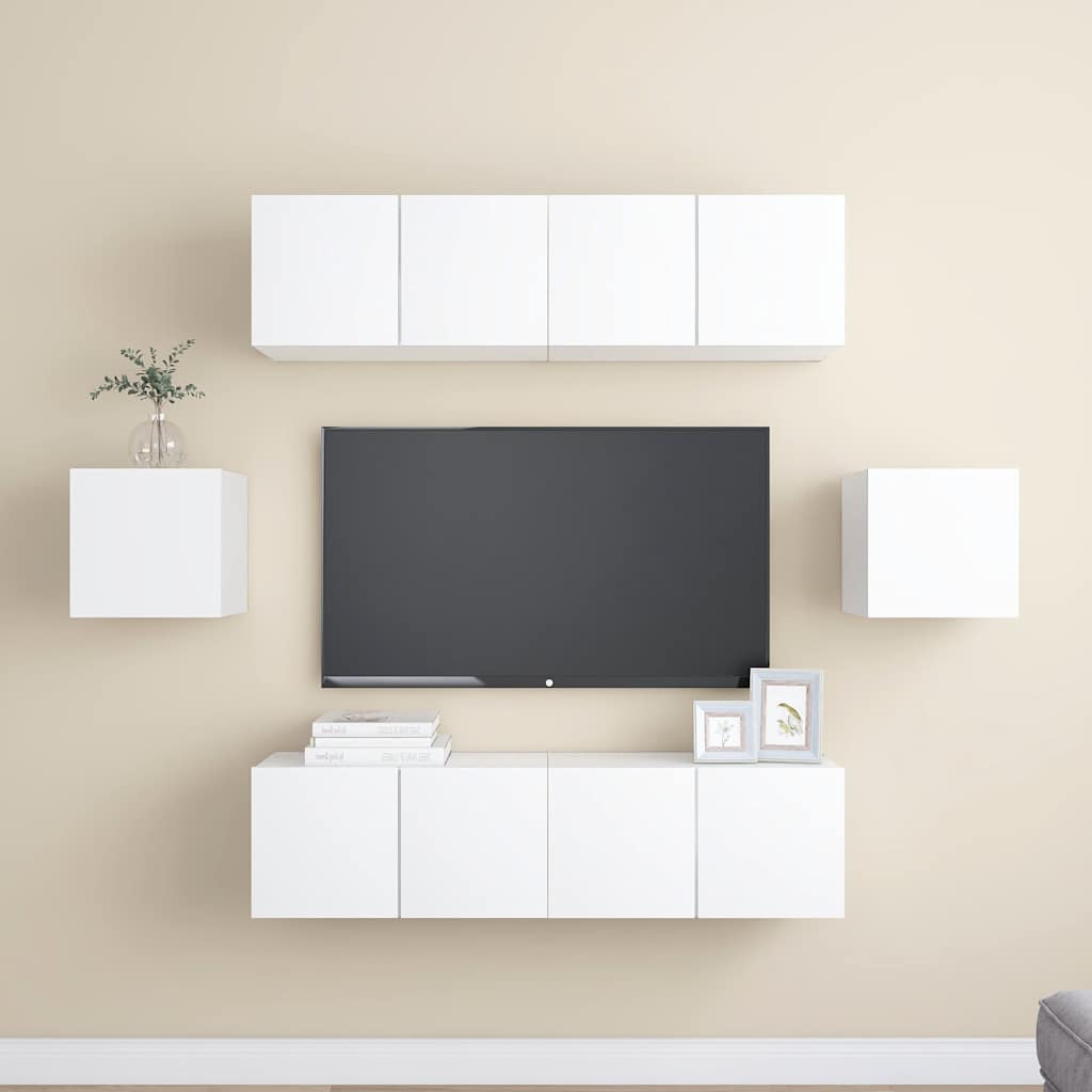 6-tlg. TV-Schrank-Set Weiß Holzwerkstoff