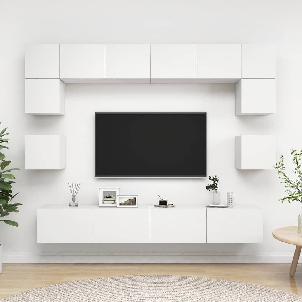 8-tlg. TV-Schrank-Set Weiß Holzwerkstoff