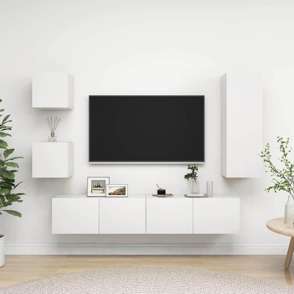5-tlg. TV-Schrank-Set Weiß Holzwerkstoff