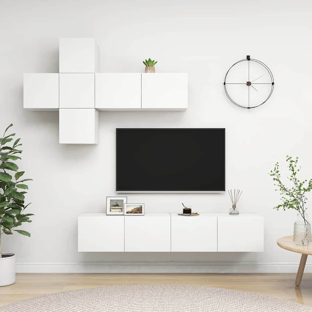 7-tlg. TV-Schrank-Set Weiß Holzwerkstoff