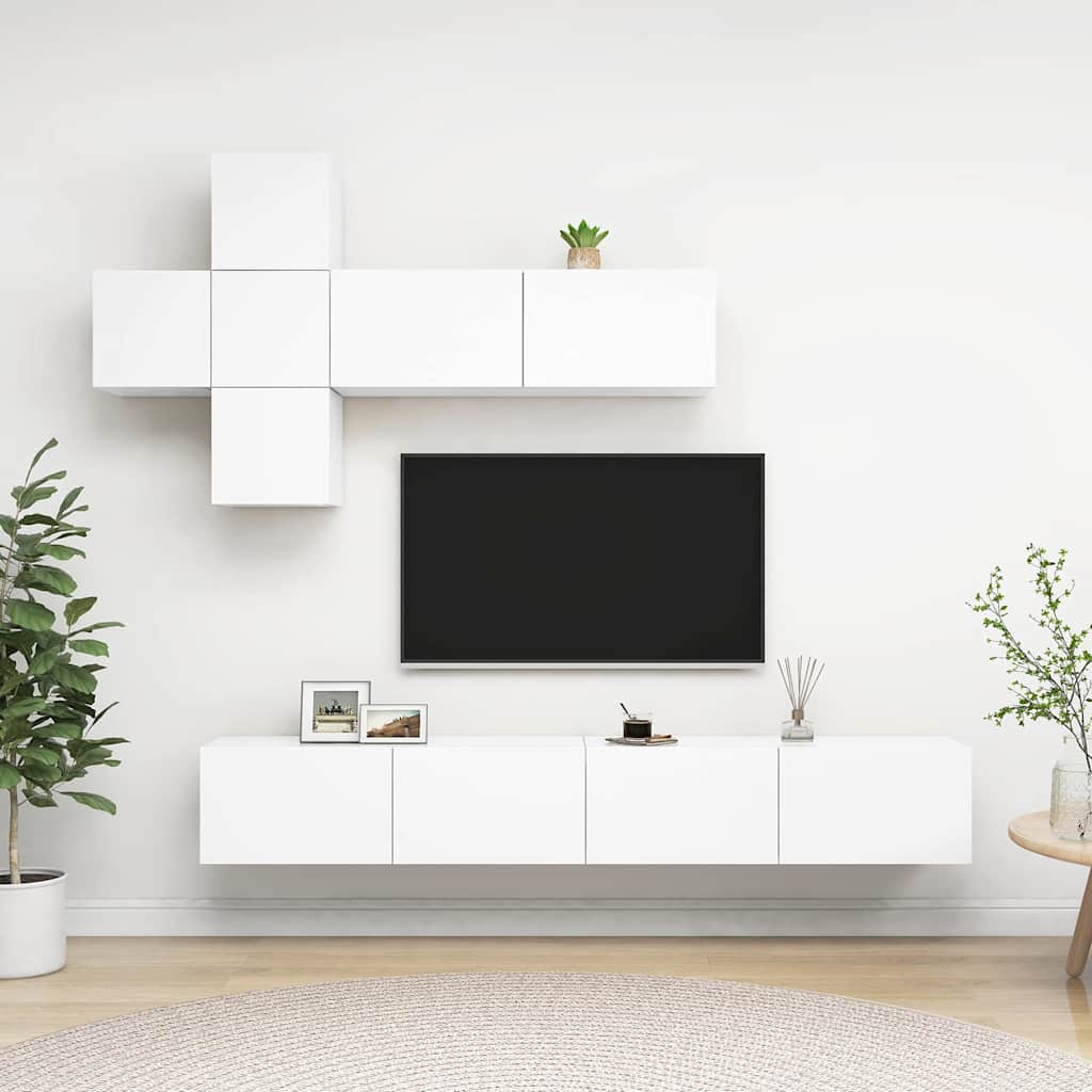 7-tlg. TV-Schrank-Set Weiß Holzwerkstoff