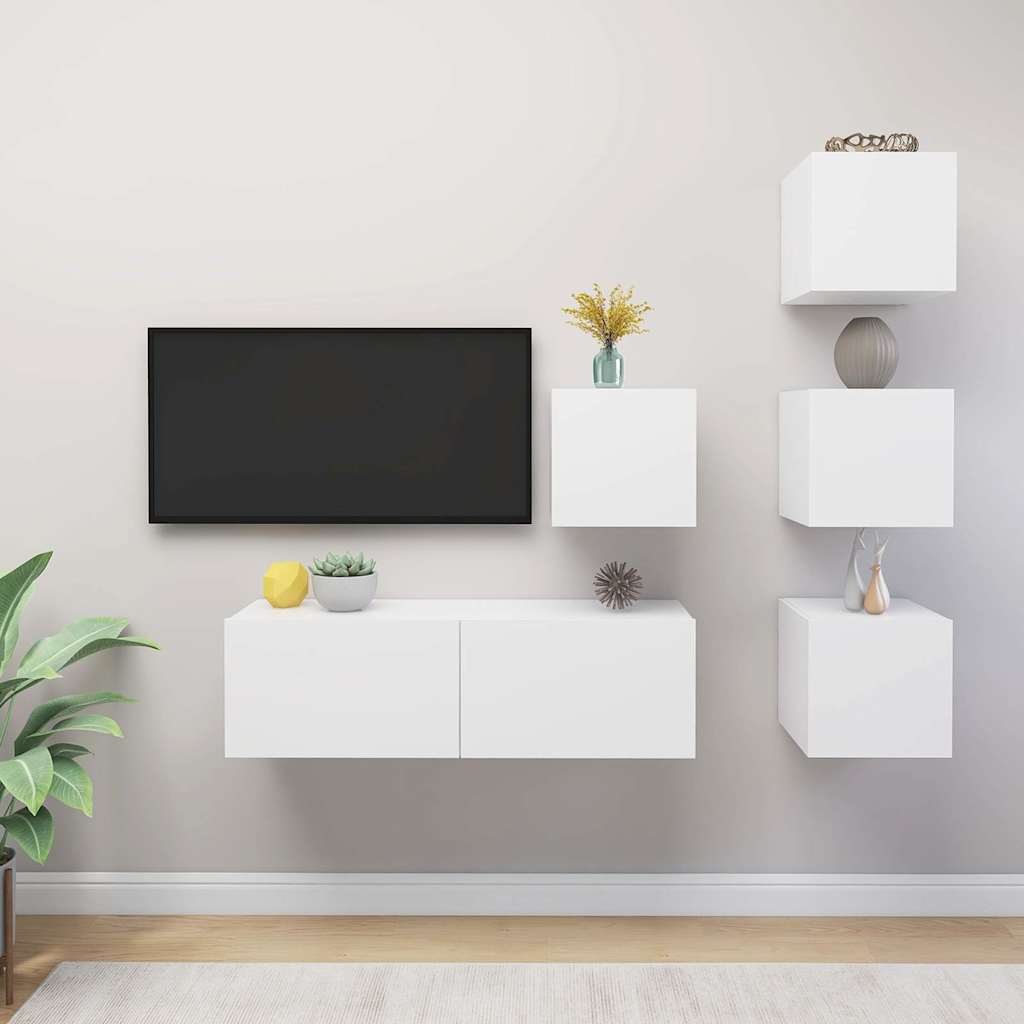 5-tlg. TV-Schrank-Set Weiß Holzwerkstoff