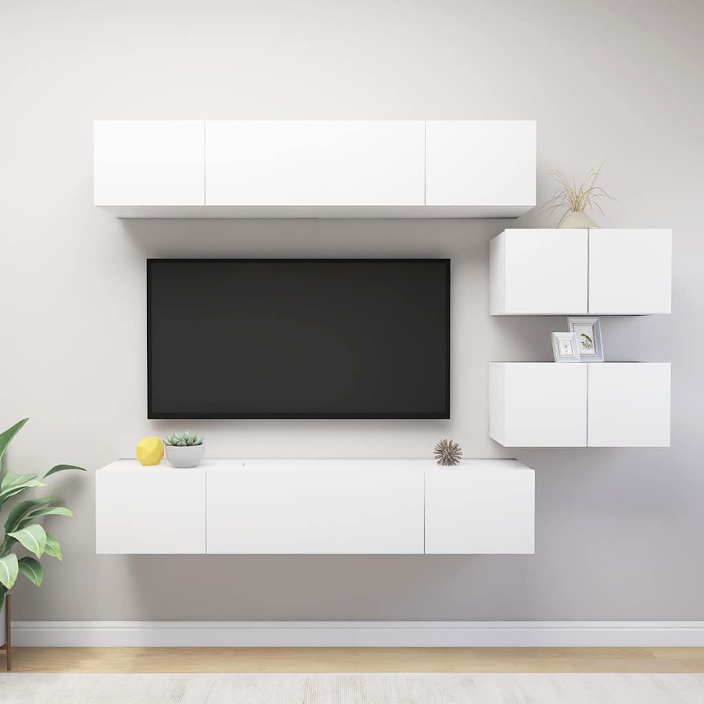 6-tlg. TV-Schrank-Set Weiß Holzwerkstoff