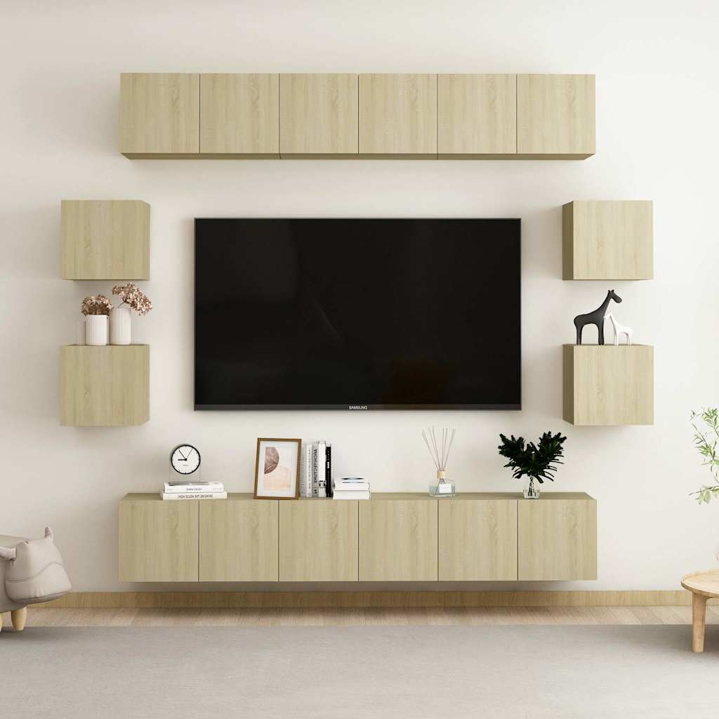 10-tlg. TV-Schrank-Set Sonoma-Eiche Holzwerkstoff