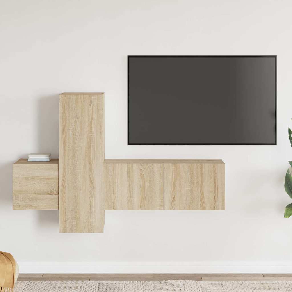 3-tlg. TV-Schrank-Set Sonoma-Eiche Holzwerkstoff