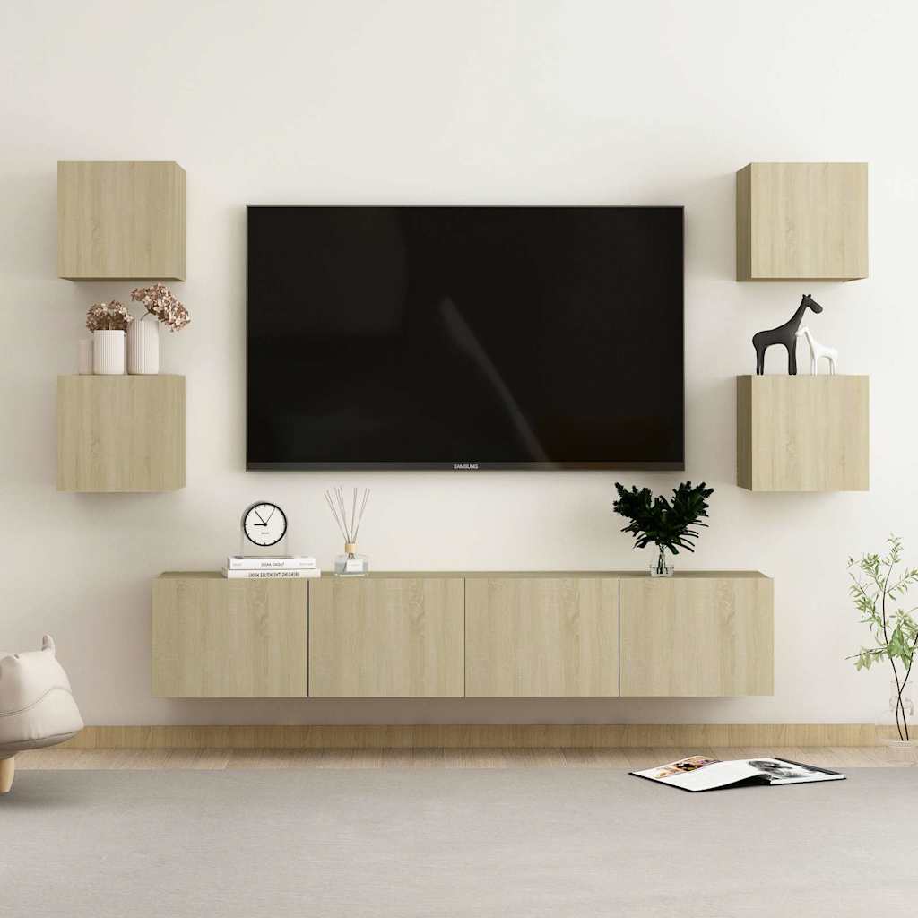 6-tlg. TV-Schrank-Set Sonoma-Eiche Holzwerkstoff