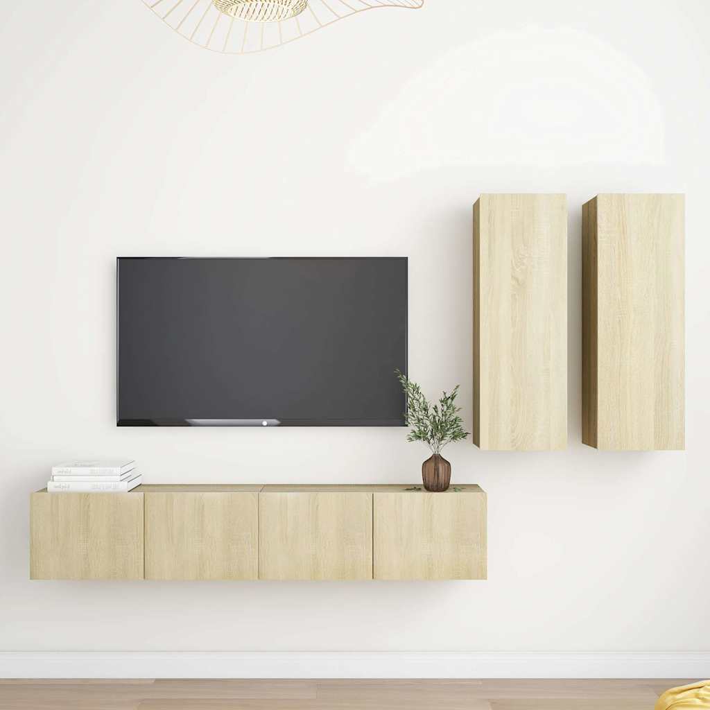 4-tlg. TV-Schrank-Set Sonoma-Eiche Holzwerkstoff