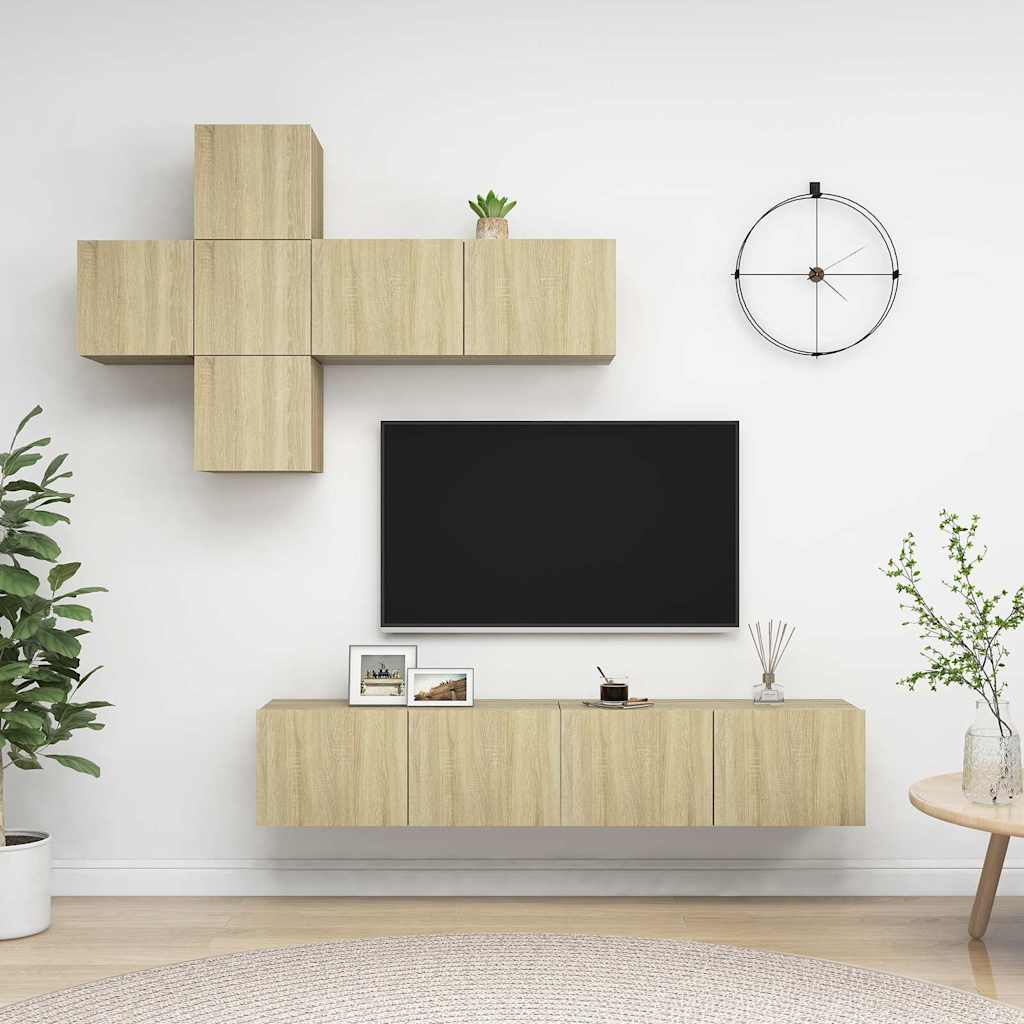 7-tlg. TV-Schrank-Set Sonoma-Eiche Holzwerkstoff