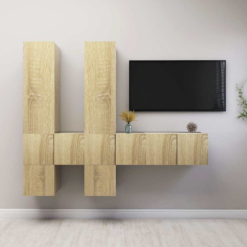 7-tlg. TV-Schrank-Set Sonoma-Eiche Holzwerkstoff