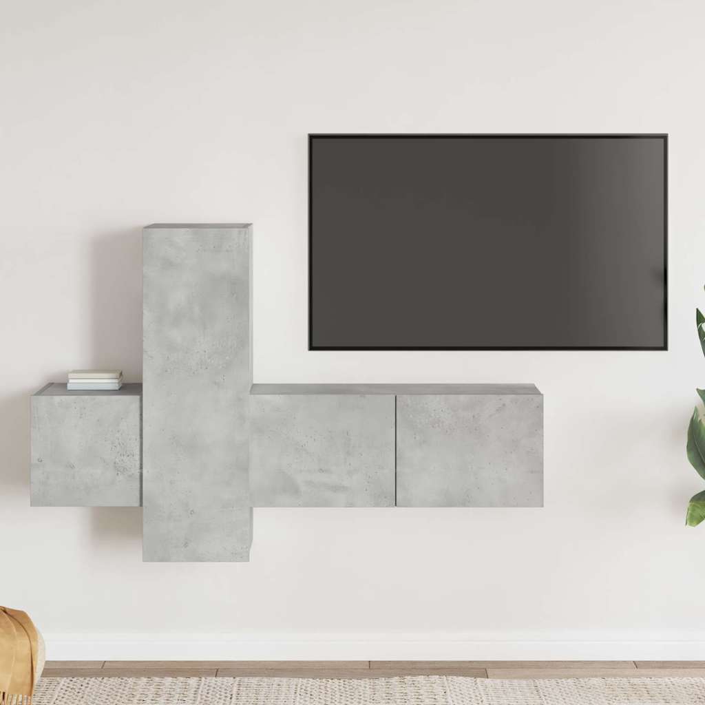 3-tlg. TV-Schrank-Set Betongrau Holzwerkstoff