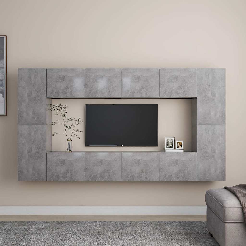 8-tlg. TV-Schrank-Set Betongrau Holzwerkstoff