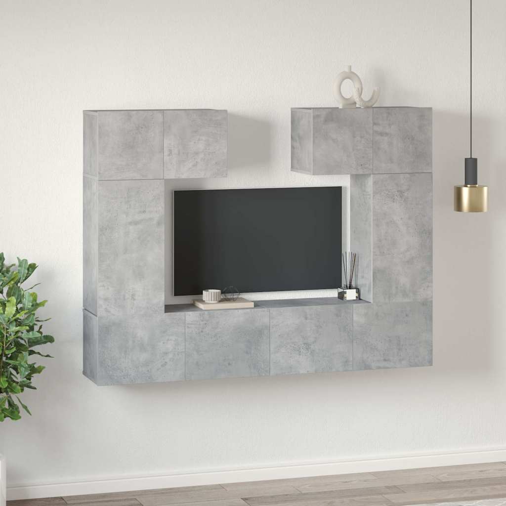 6-tlg. TV-Schrank-Set Betongrau Holzwerkstoff