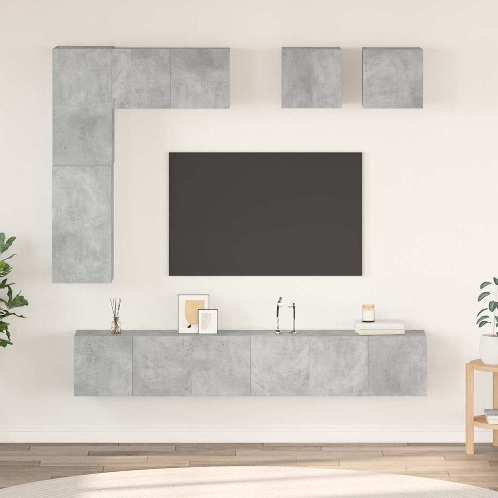 8-tlg. TV-Schrank-Set Betongrau Holzwerkstoff