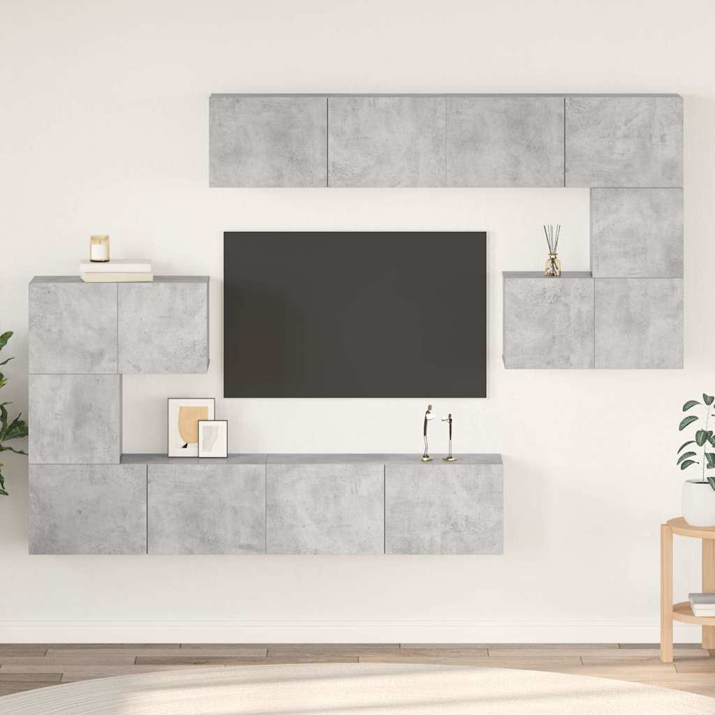 8-tlg. TV-Schrank-Set Betongrau Holzwerkstoff