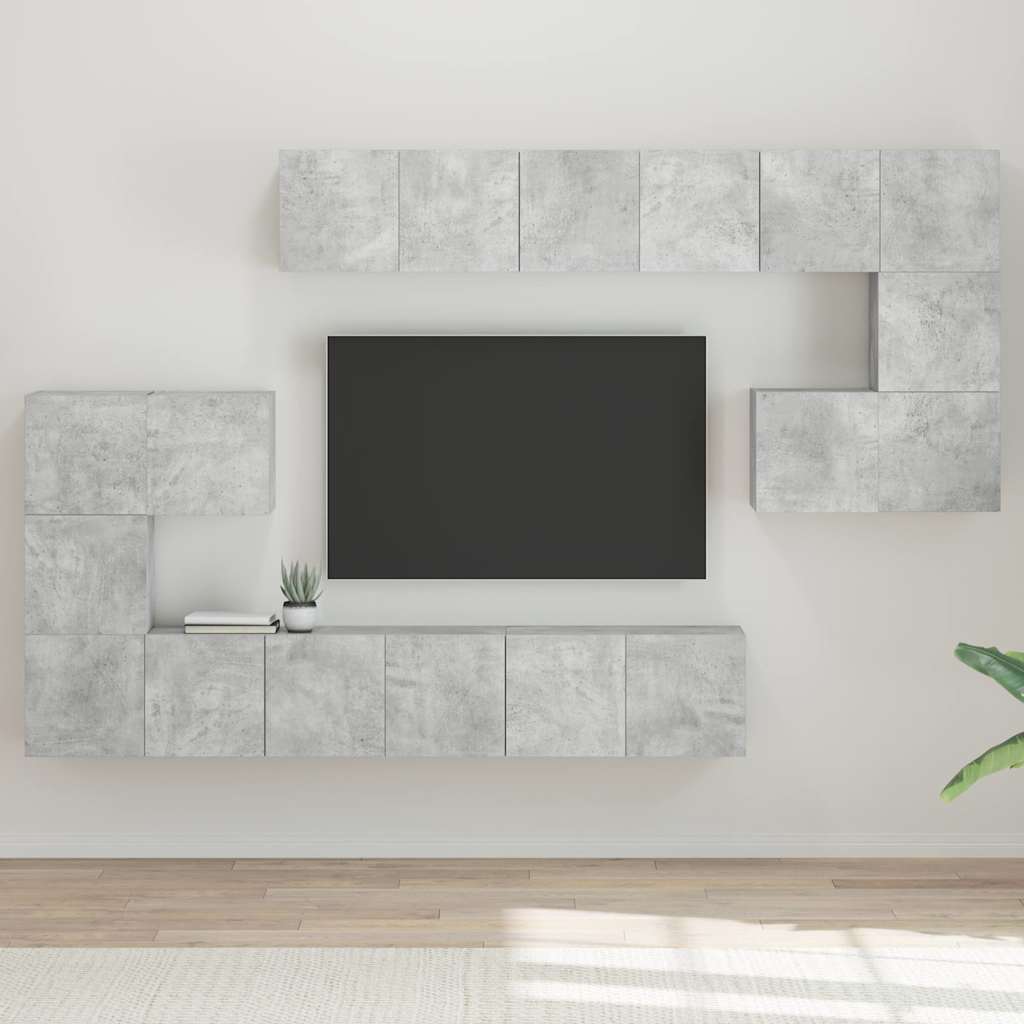 10-tlg. TV-Schrank-Set Betongrau Holzwerkstoff