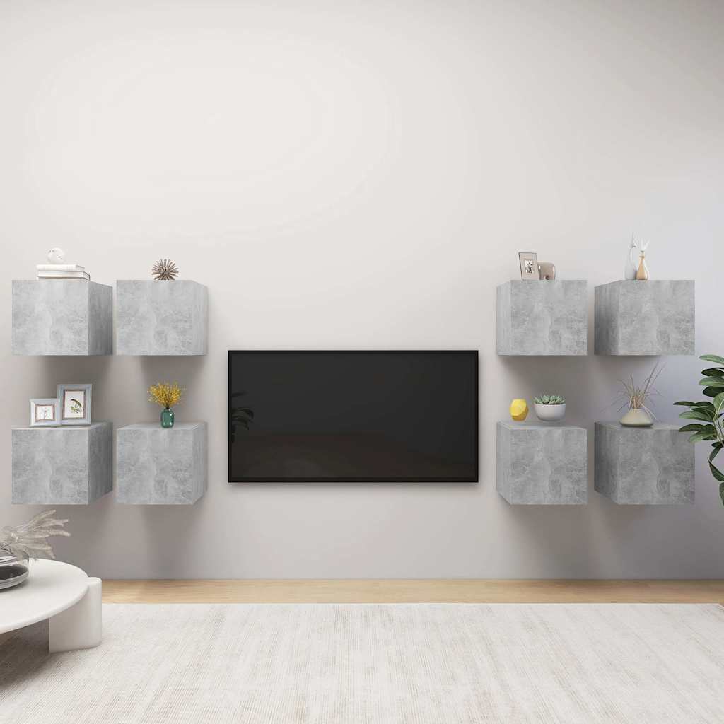 TV-Wandschränke 8 Stk. Betongrau 30,5x30x30 cm