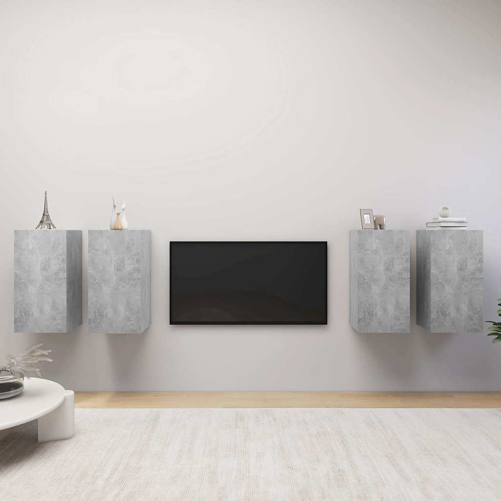 TV-Schränke 4 Stk. Betongrau 30,5x30x60 cm Holzwerkstoff