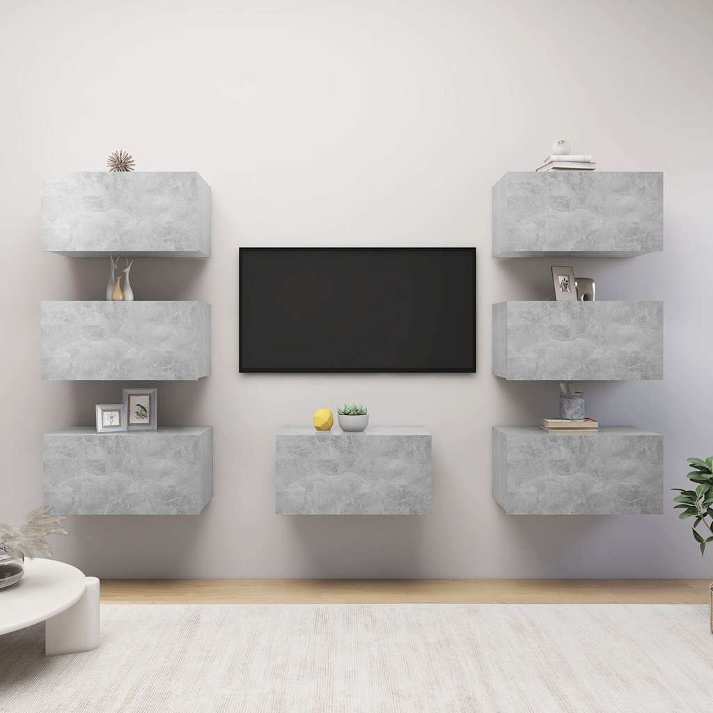 TV-Schränke 7 Stk. Betongrau 30,5x30x60 cm Holzwerkstoff