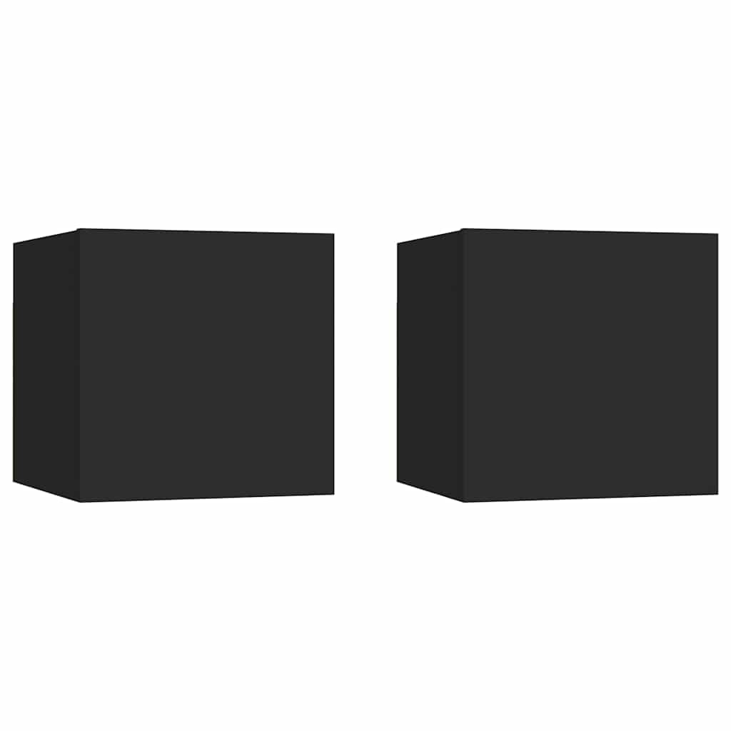 Nachttische 2 Stk. Schwarz 30,5x30x30 cm Holzwerkstoff