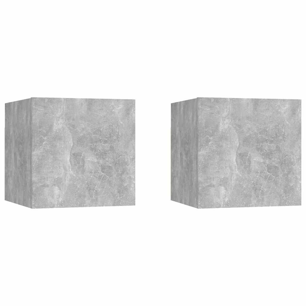 Nachttische 2 Stk. Betongrau 30,5x30x30 cm Holzwerkstoff