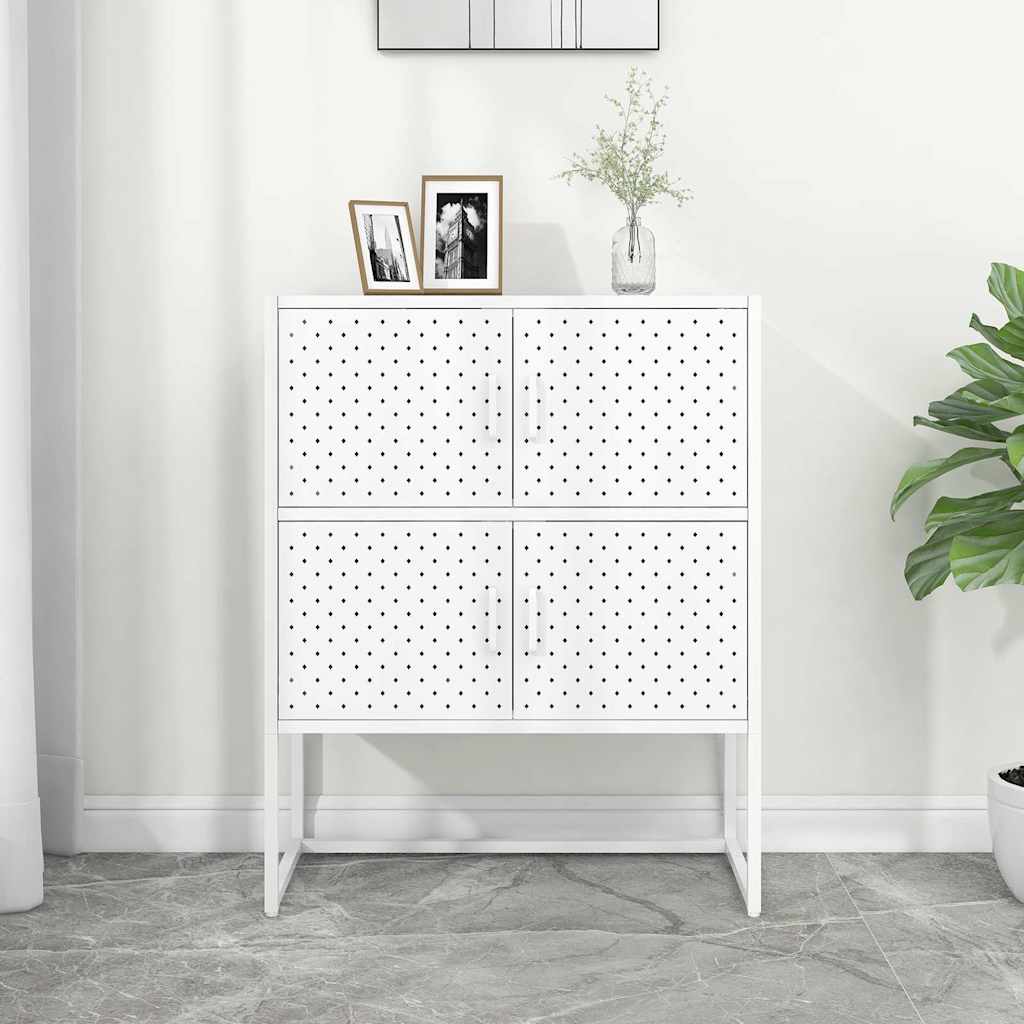 Highboard Weiß 80x35x100 cm Stahl