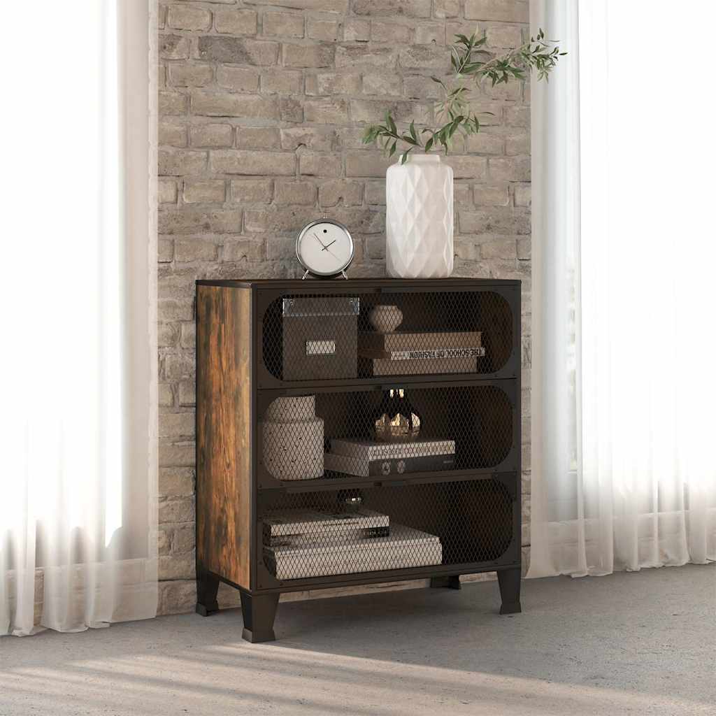 Aufbewahrungsschrank Rustikal Braun 72x36x82 cm Metall und MDF