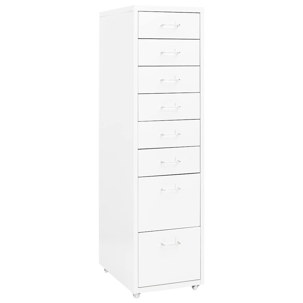 Aktenschrank mit Rollen Weiß 28x41x109 cm Metall