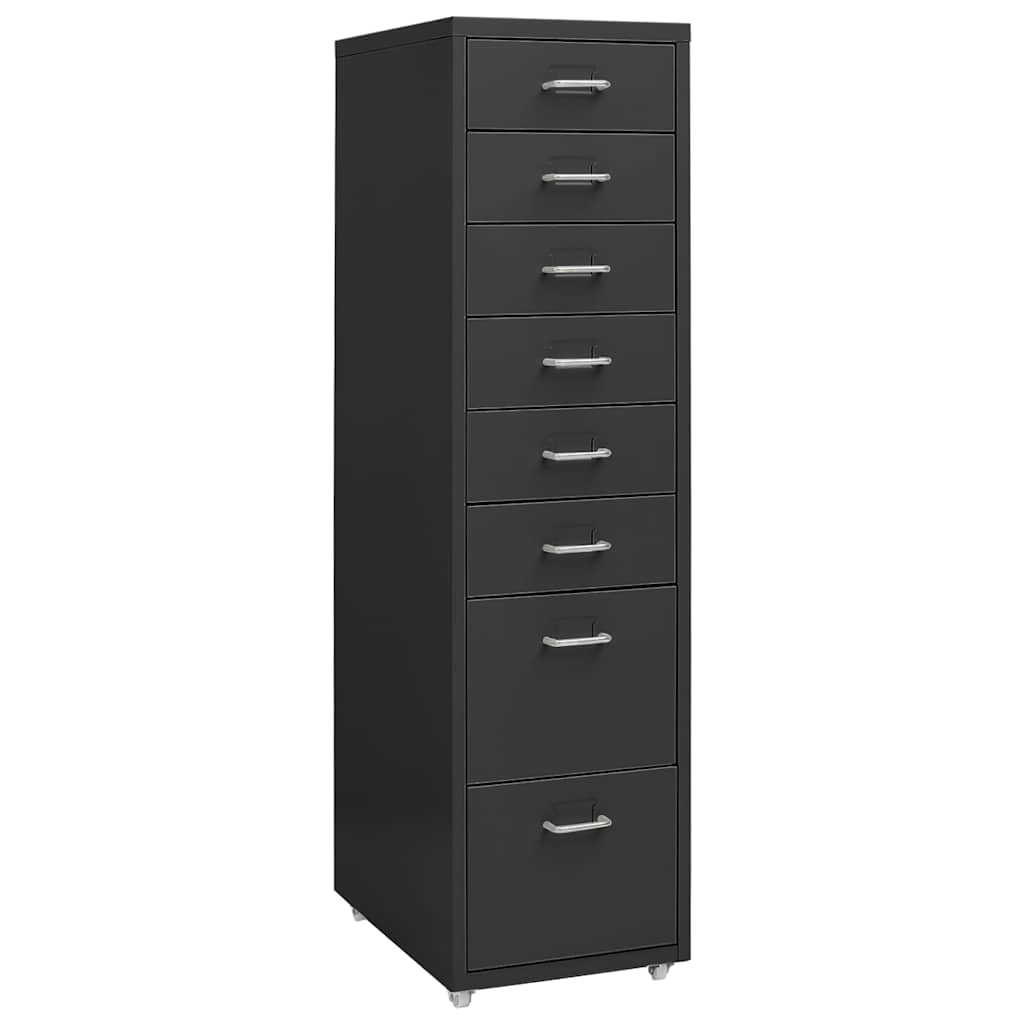 Aktenschrank mit Rollen Anthrazit 28x41x109 cm Metall