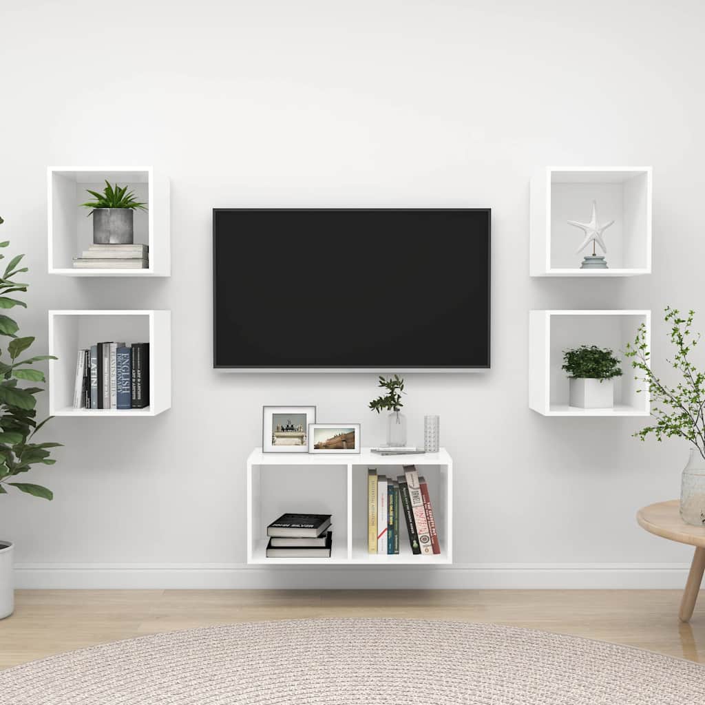 5-tlg. TV-Schrank-Set Weiß Holzwerkstoff